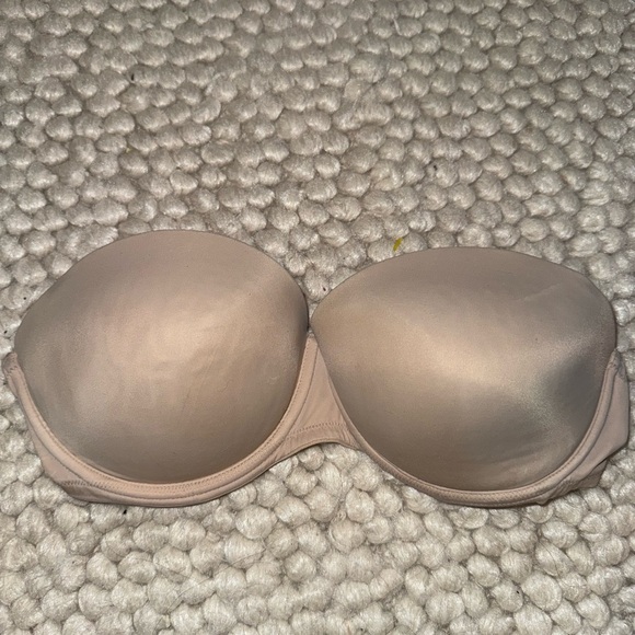 PINK Victoria's Secret Vibrant Pink and Tan Strapless Bra - Picture 2 of 5